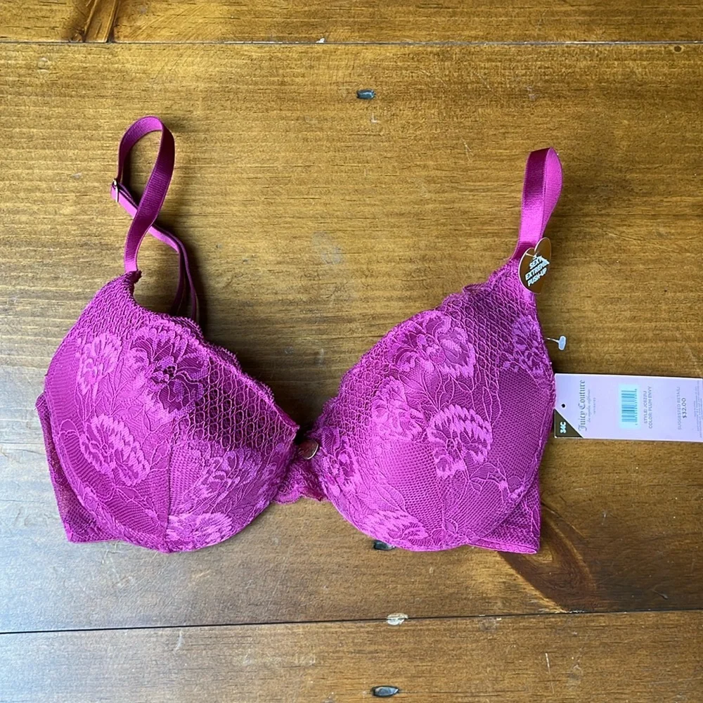 Juicy Couture Sexy Extreme Push-Up Plum Envy Bra - Sz 34C